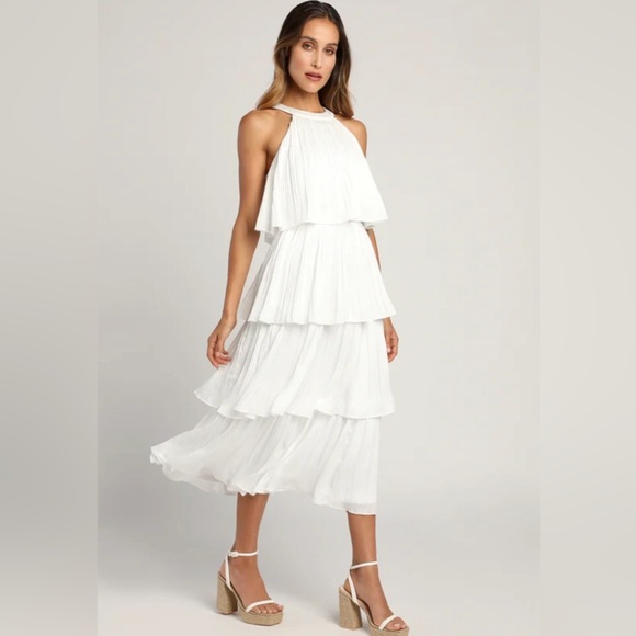 While Lulus long frill dress - Picture 1 of 6